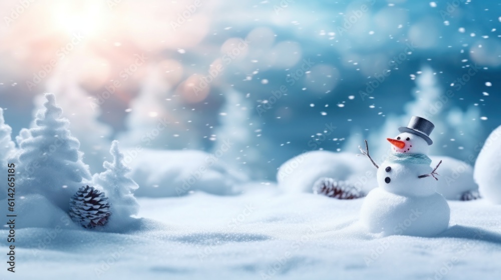 Beautiful winter snow background. Illustration AI Generative.