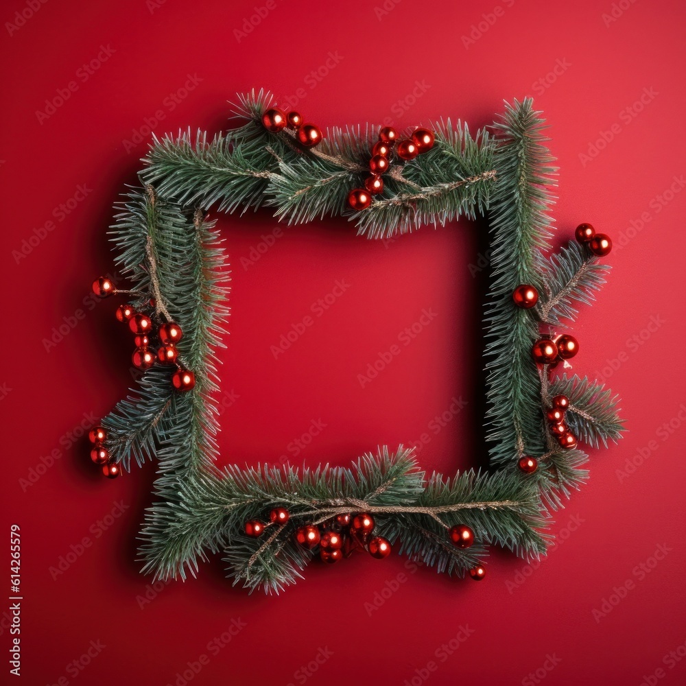 Christmas square frame. Illustration AI Generative.