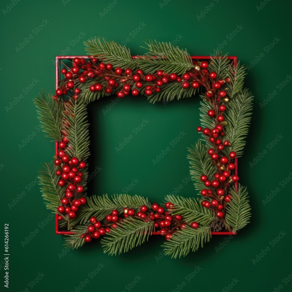 Christmas square frame. Illustration AI Generative.