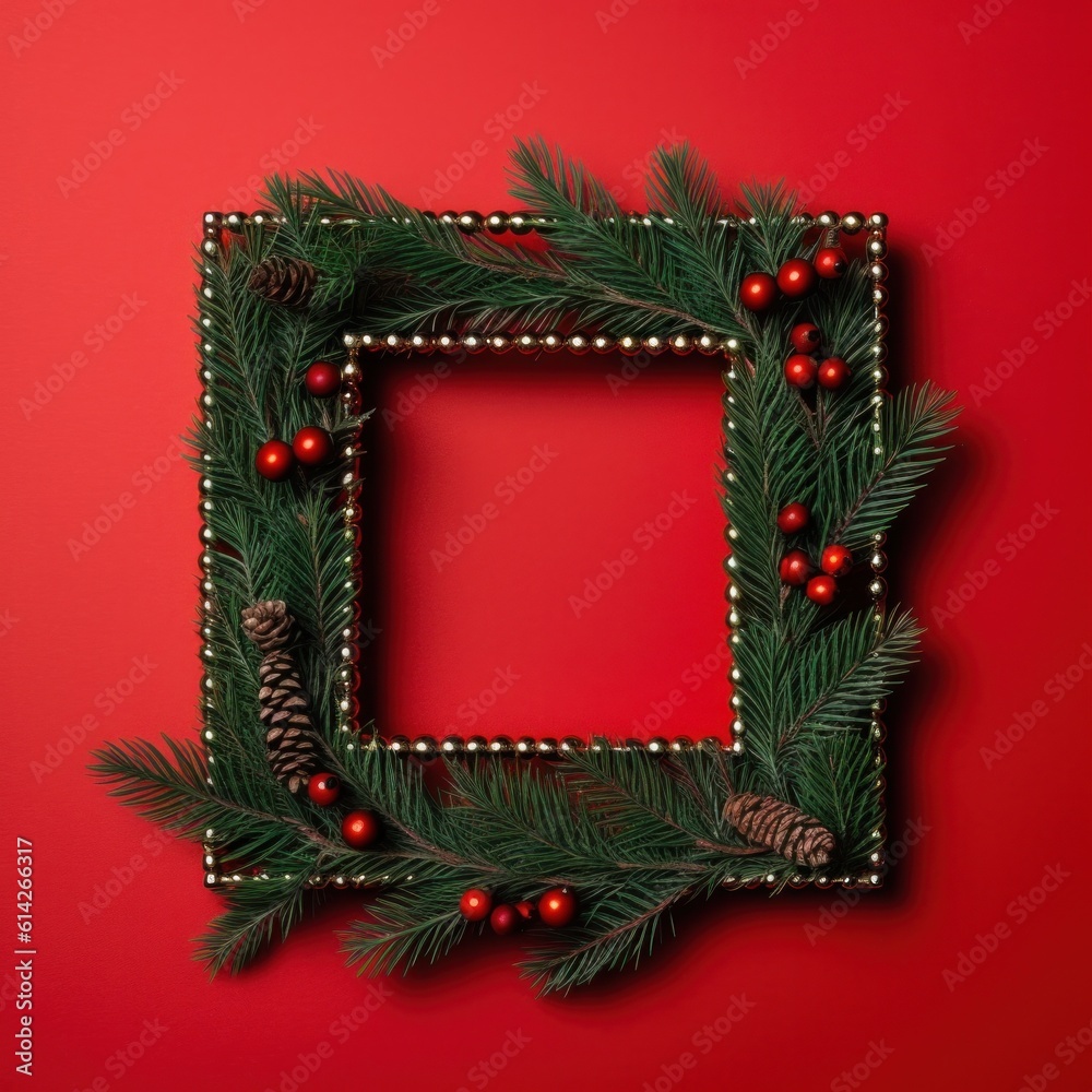 Christmas square frame. Illustration AI Generative.