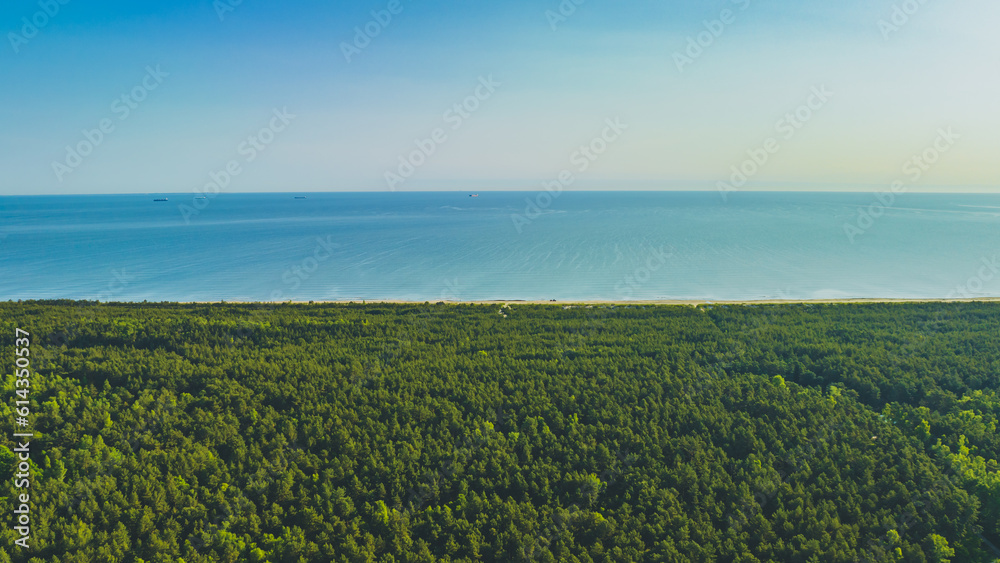 The Baltic Sea and Sobieszewo Island in the early morning.  