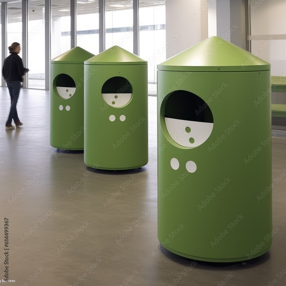 Garbage bins for waste collection and sorting, Waste recycling concept.