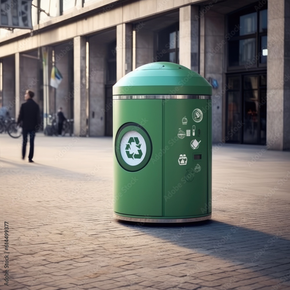 Modern trash bins for waste segregation, Management recycle garbage, Separate waste collection.