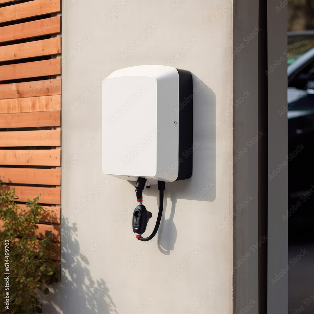 EV Charger on the wall of garage.