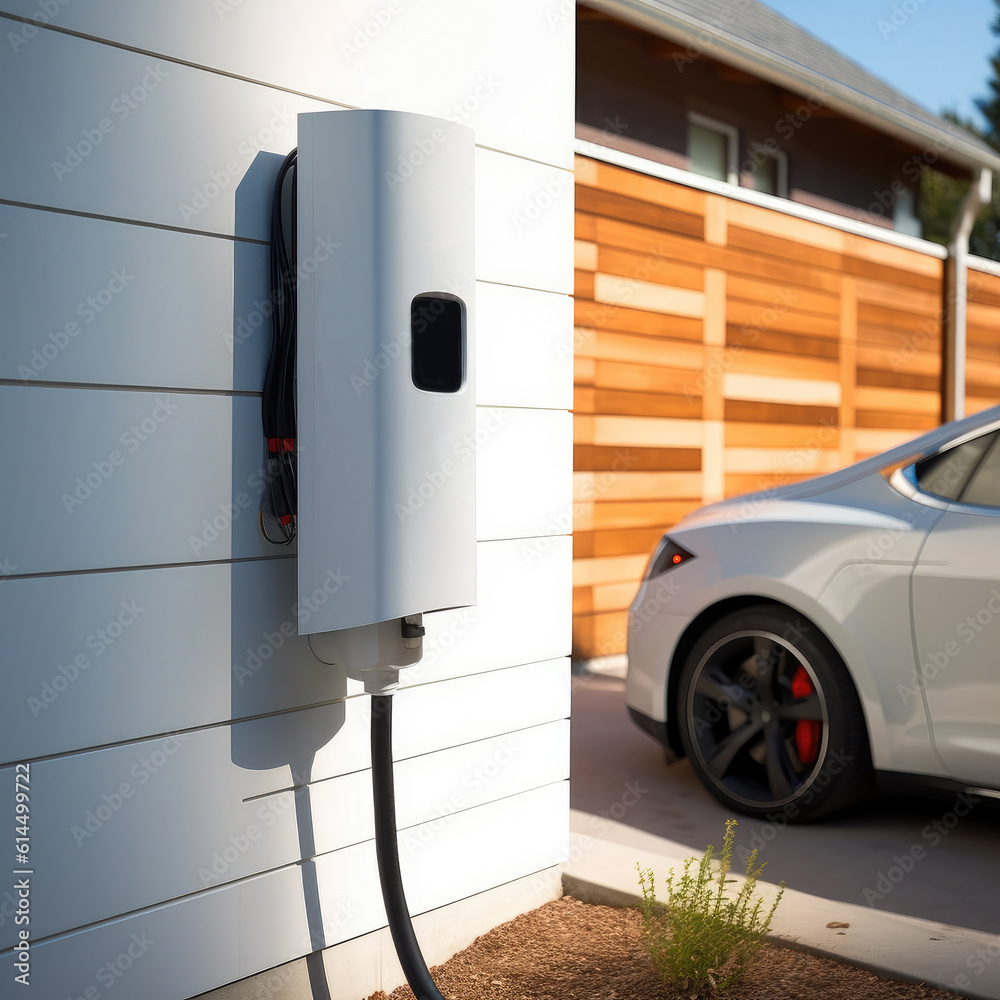 EV Charger on the wall of garage.