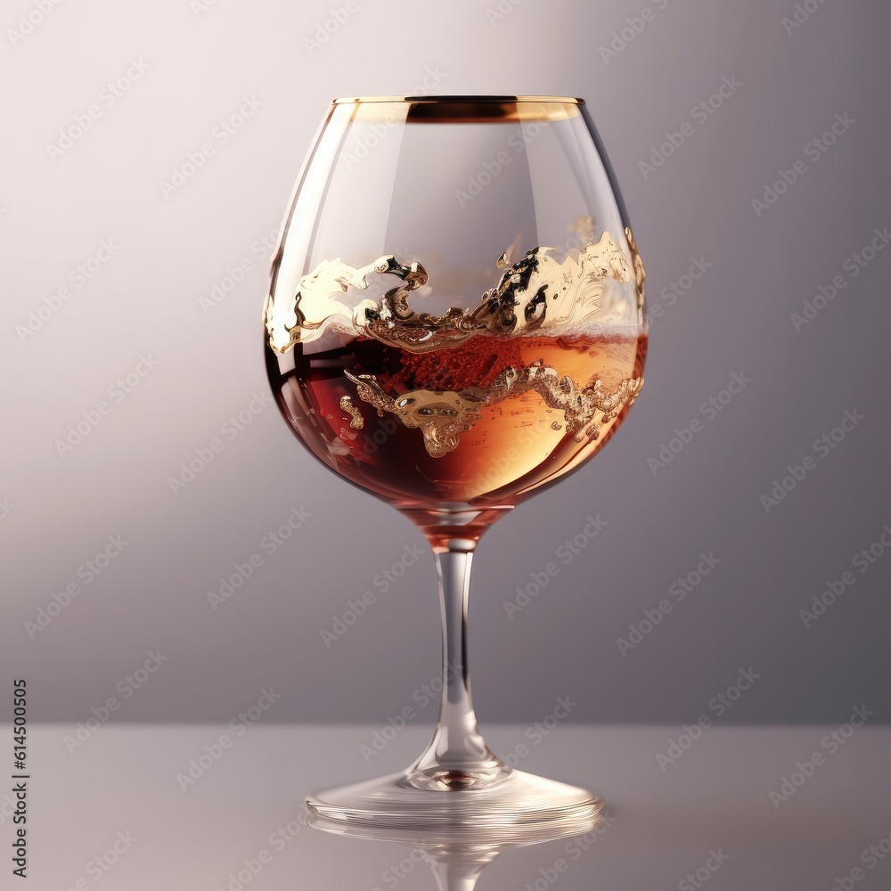 Empty wine glass on white background, Copy space.