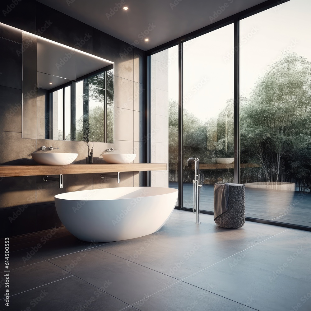 Modern bathroom in a modern house, Classic scandinavian interior design.