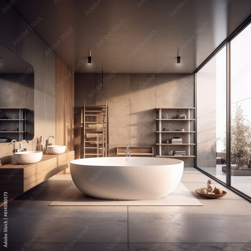 Modern bathroom in a modern house, Classic scandinavian interior design.