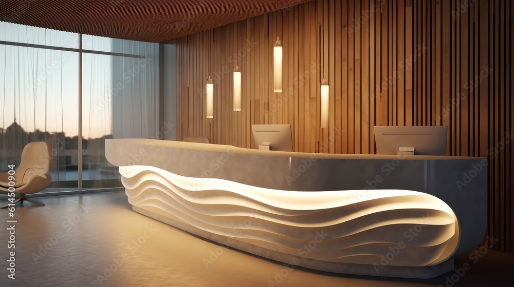 Modern hotel reception counter