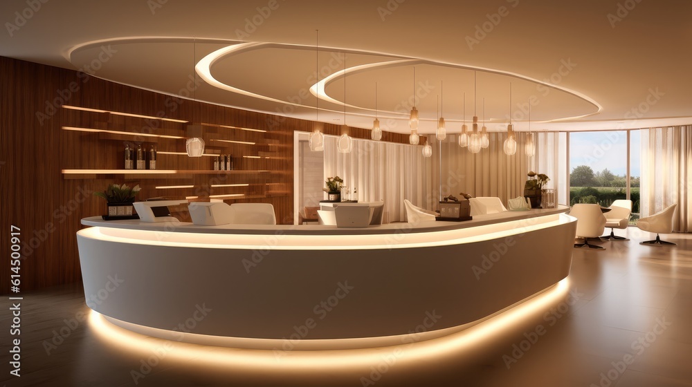 Modern hotel reception counter