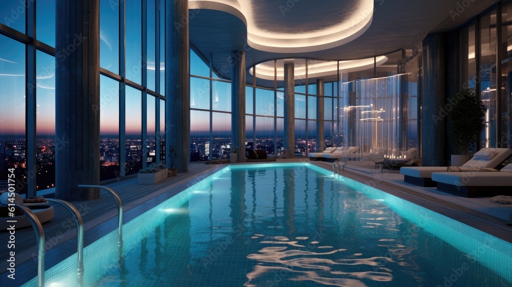 Swimming pool on a modern luxury condo.