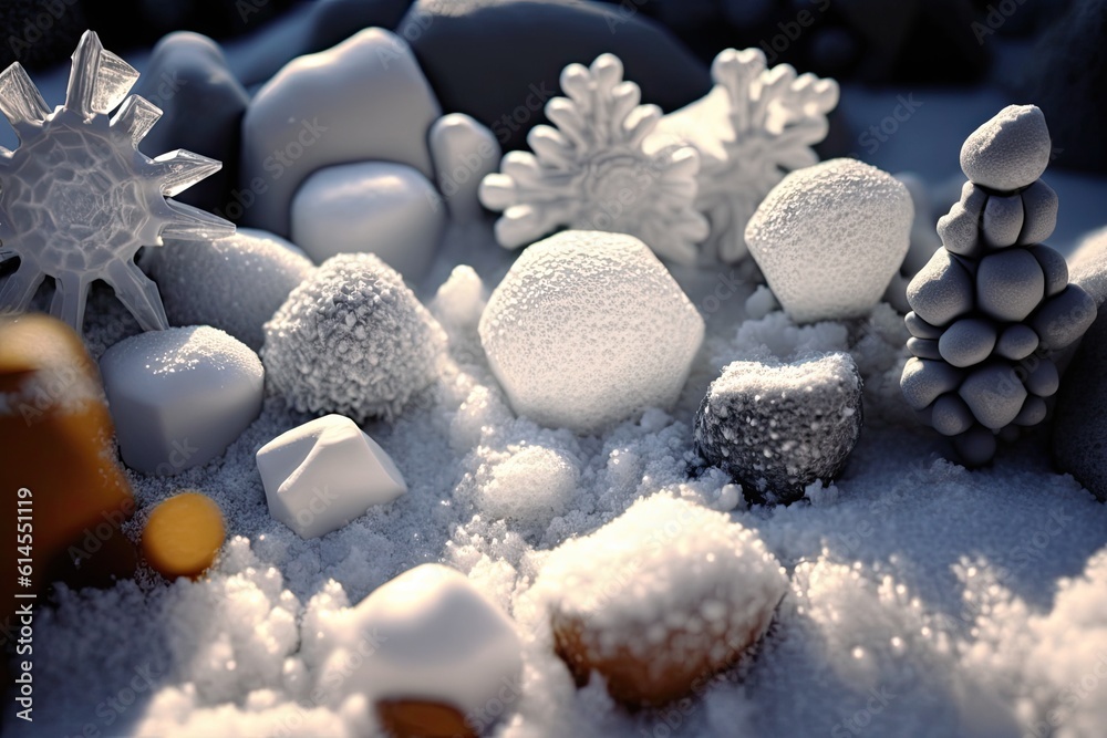 bowl of hot steaming food covered in snow, representing the contrast between warmth and coldness. Ge