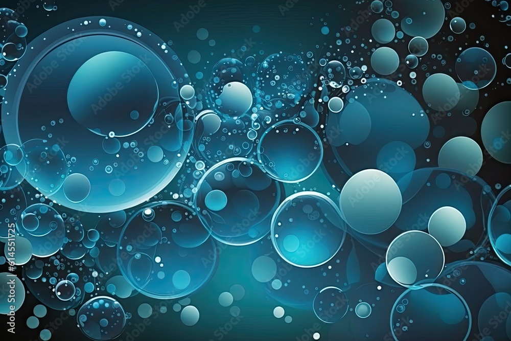 blue bubble background with varying sizes of bubbles. Generative AI