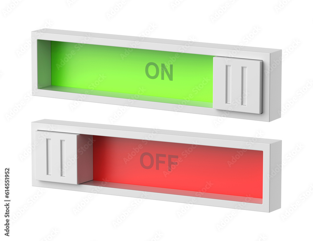 On and off sliding toggle buttons on transparent background