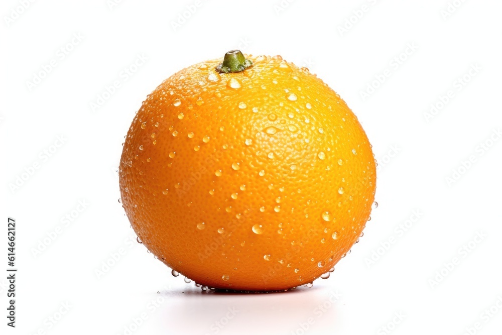 Orange citrus with drops on white background. Orange juice. Generative ai