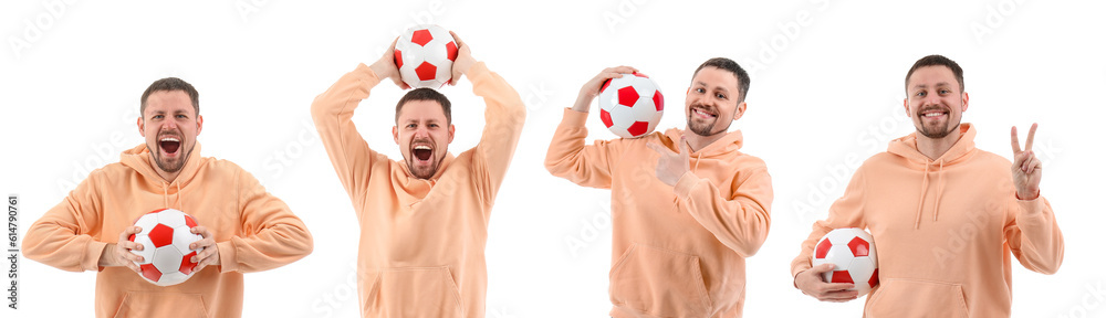 Man with soccer ball isolated on white