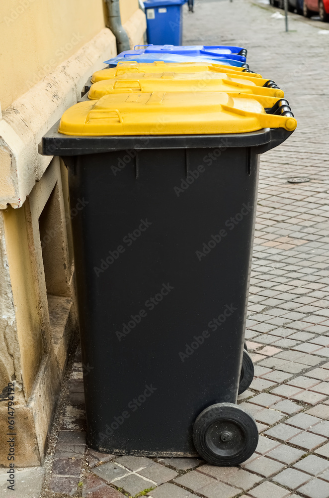 Garbage container on city street