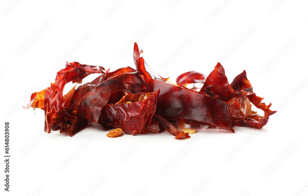 Sliced chili pepper on white background