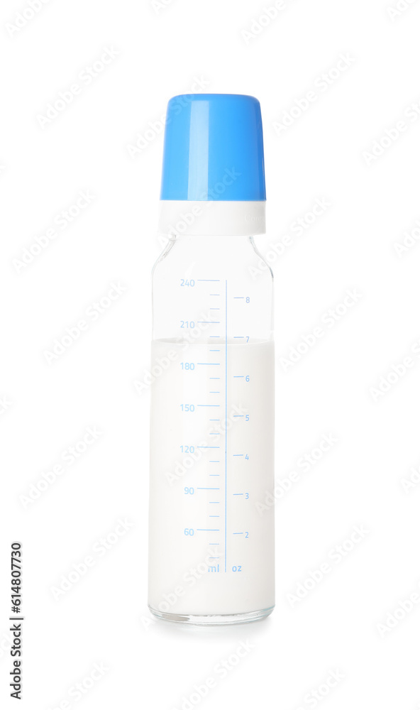 Bottle of milk for baby isolated on white background