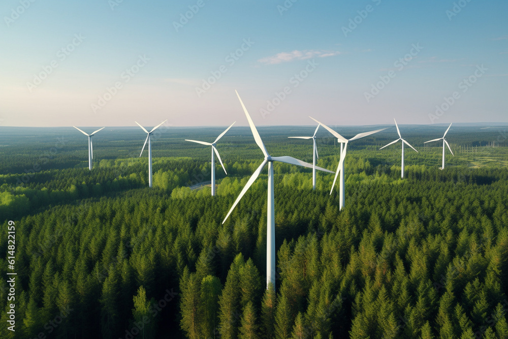 Wind turbine in the field, Harnessing Natures Breath: A Captivating Photograph of a Wind Farm Amids