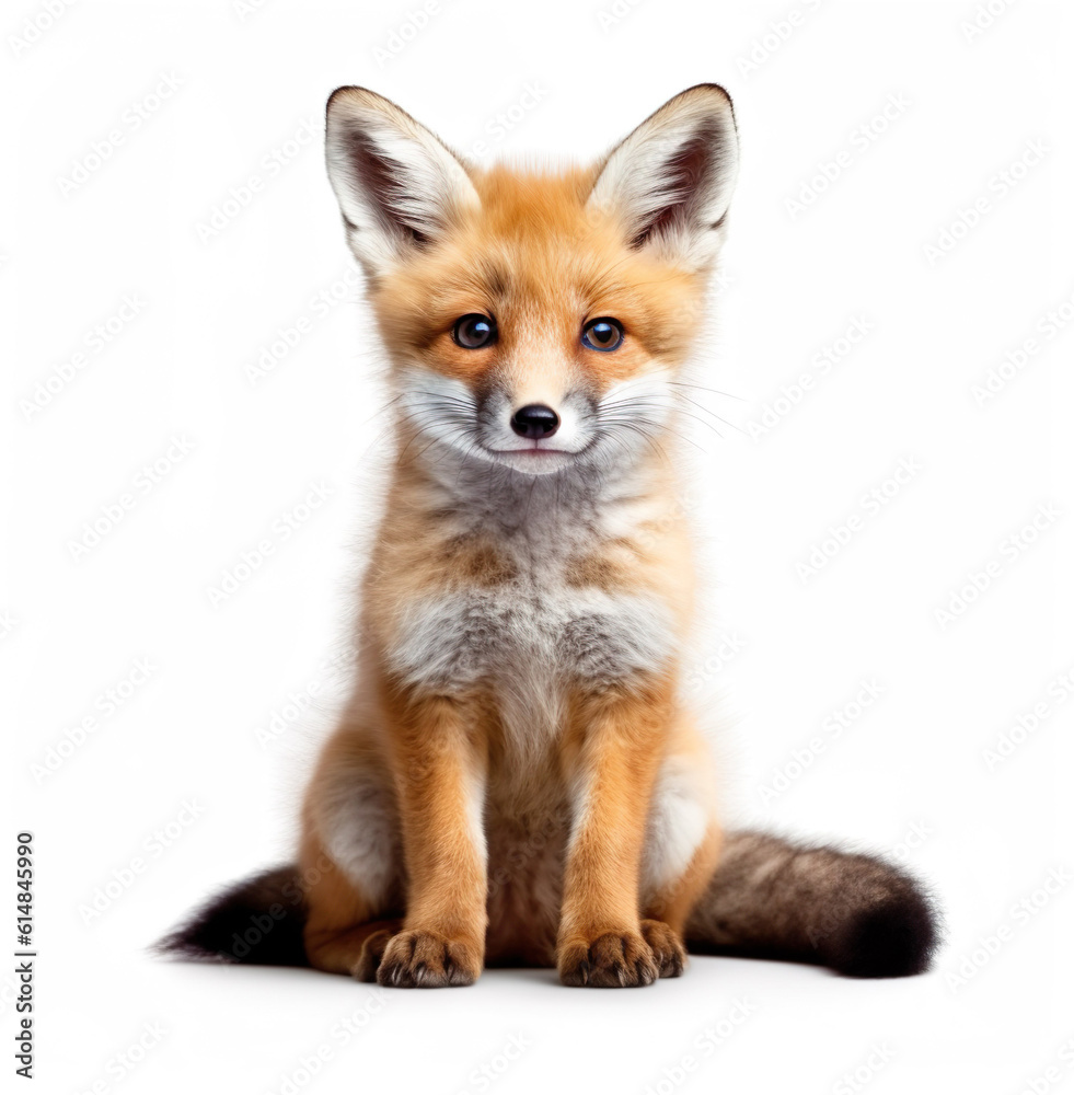 Cute little fox puppy generative AI illustration. Lovely baby animals concept