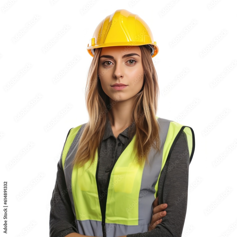 Young female site engineer. Illustration AI Generative