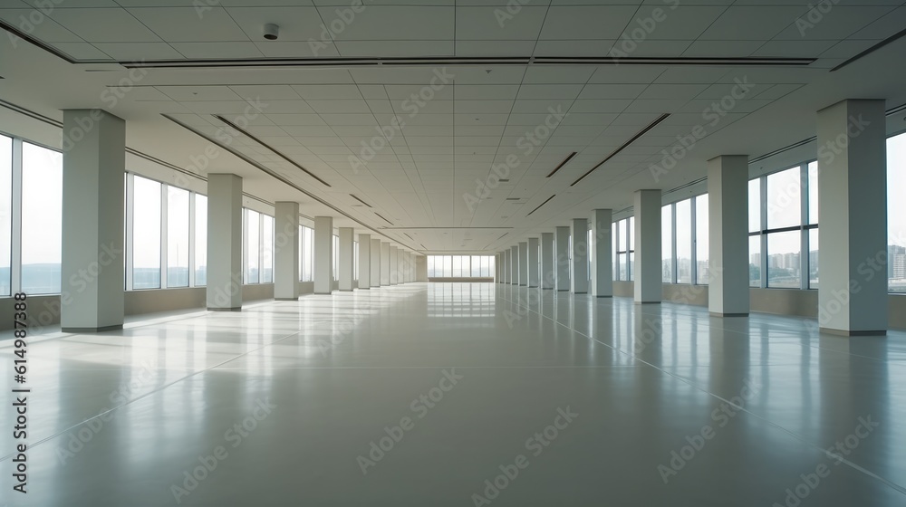 Empty corridor in the modern office building.