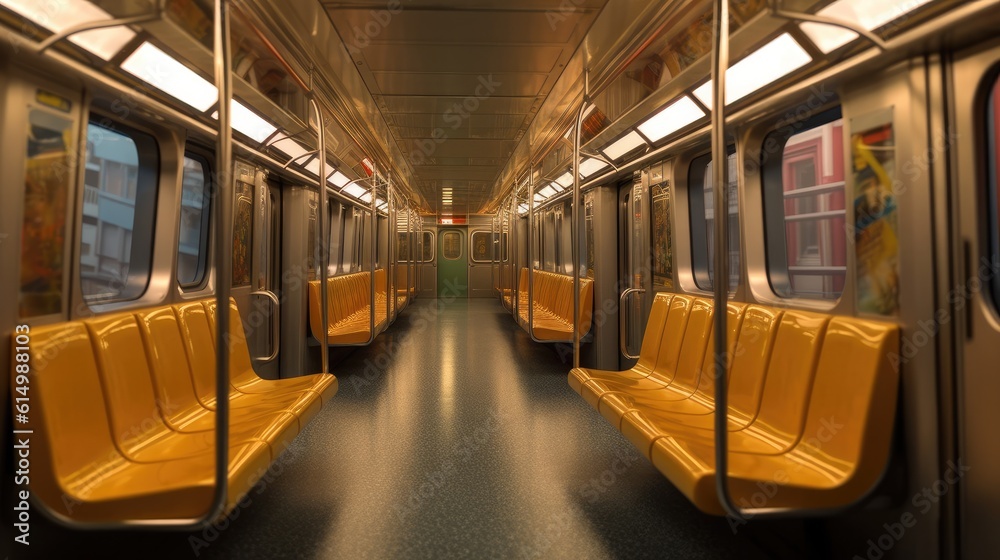 Inside empty subway car, Empty metro train.