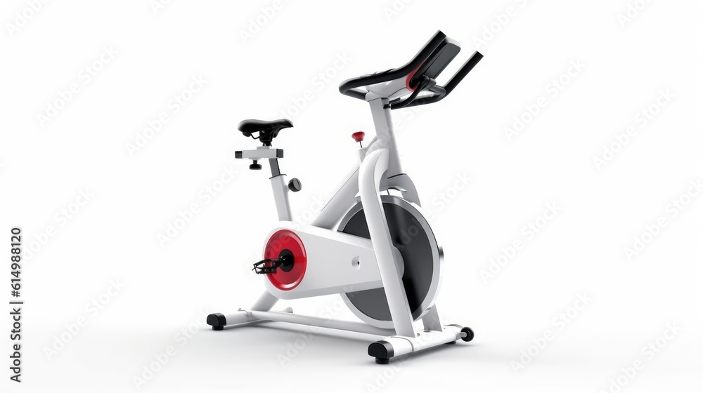 An exercise bicycle isolated on a white background.