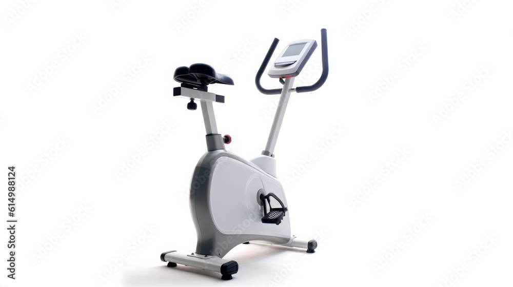 Modern cycle machine or exercise bike for gym or home trainings isolated on white background.