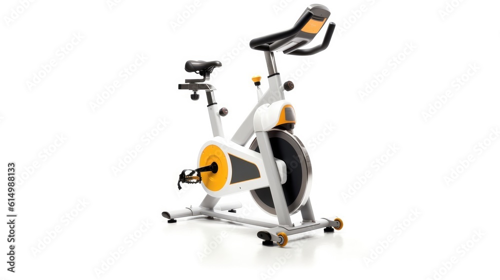 An exercise bicycle isolated on a white background.