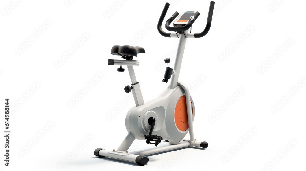 An exercise bicycle isolated on a white background.