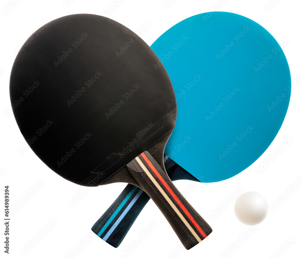 Table Tennis racket and table tennis ball on white background, Ping Pong racket and ping pong ball s