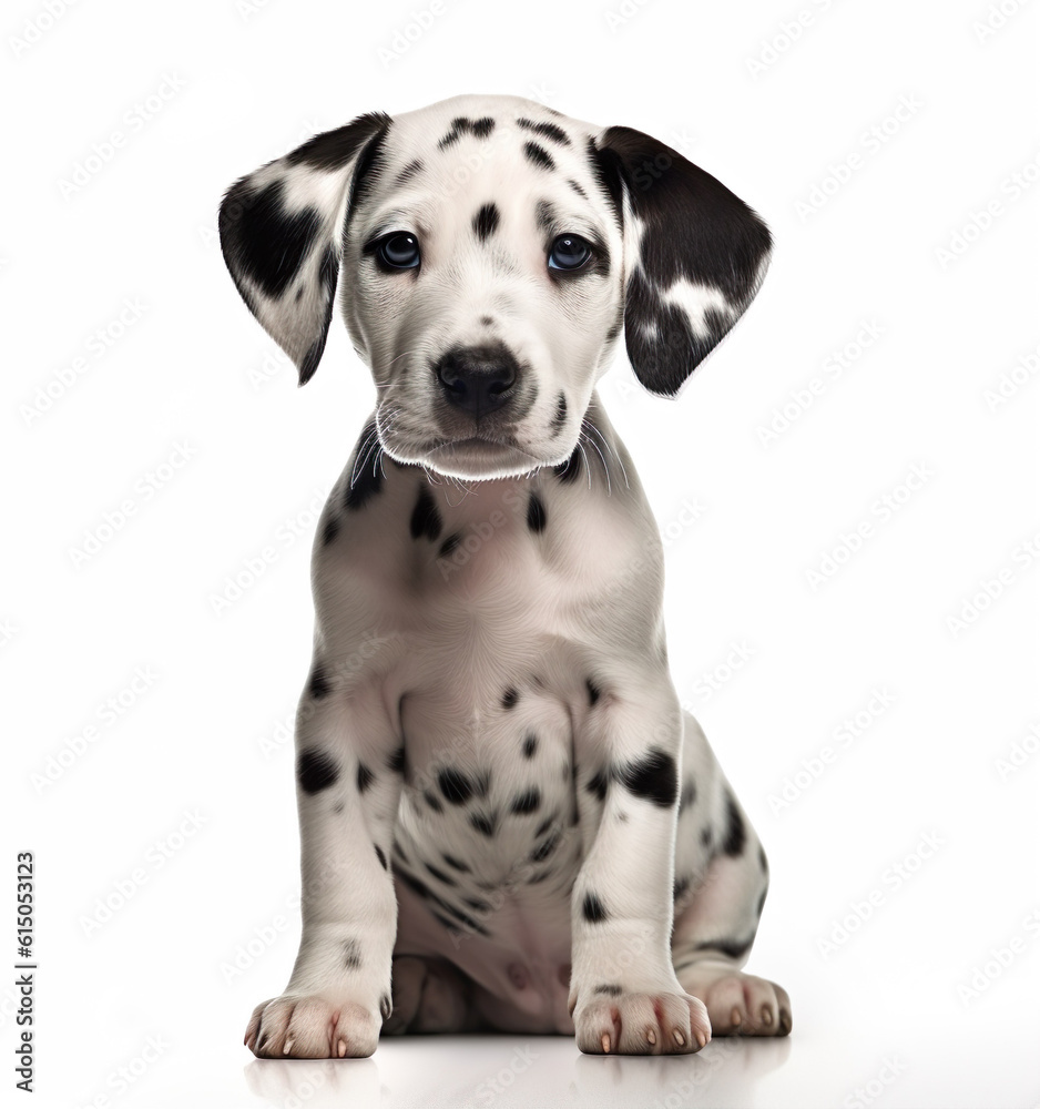 Cute little Dalmatian dog puppy generative AI illustration. Lovely baby animals concept