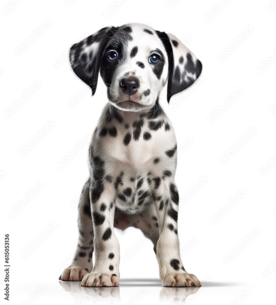 Cute little Dalmatian dog puppy generative AI illustration. Lovely baby animals concept