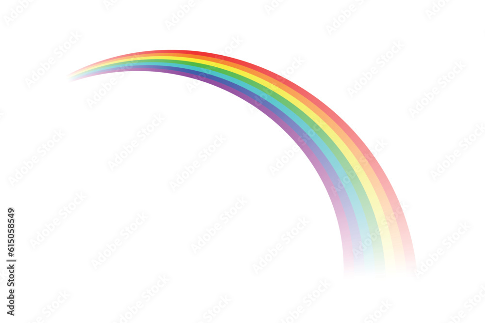 Striped rainbow arc with transparency effect isolated. Vector