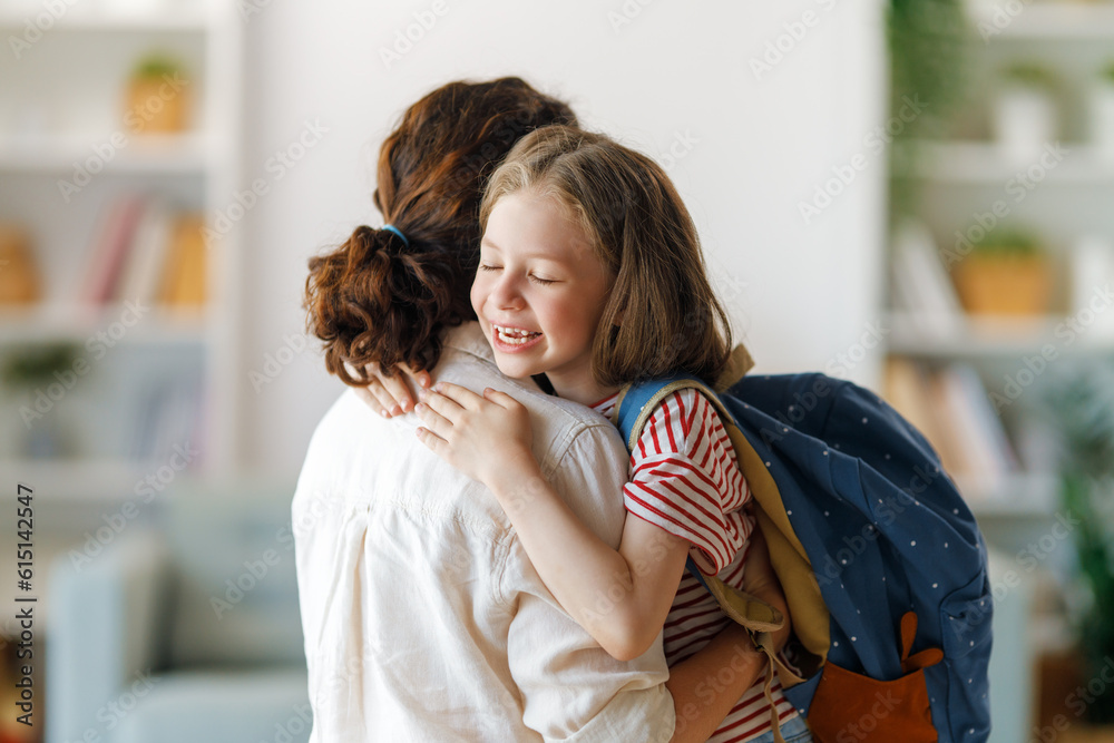 Happy family preparing for school