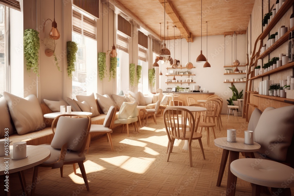 Interior of an empty luxurious cafe, Coffee shop.