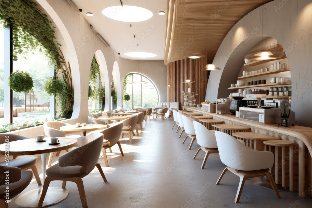 Interior of an empty luxurious cafe, Coffee shop.