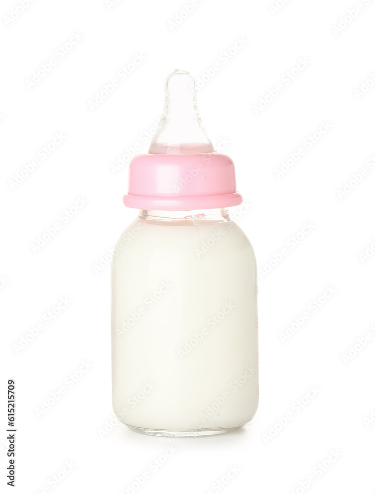 Bottle of milk for baby isolated on white background