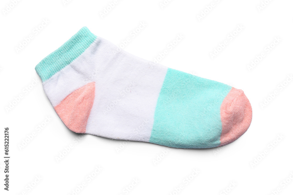 Colorful cotton sock on white background