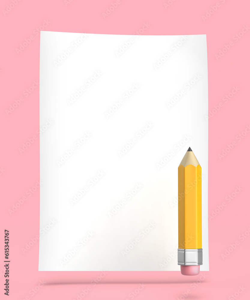 Pencil with empty paper sheet