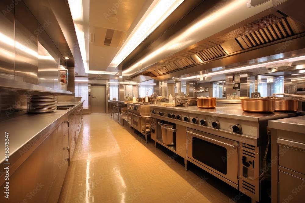 Modern Industrial Kitchen Interior With Kitchen Utensils, Equipment And kitchen Products.