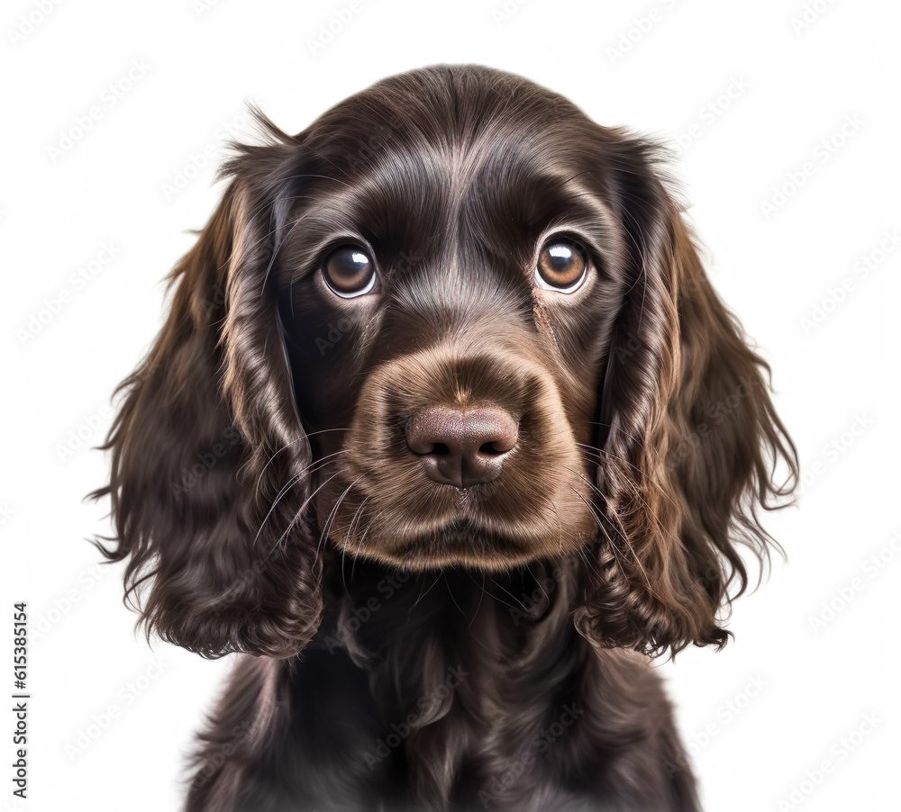 Cute little dog puppy realistic photo generative AI illustration isolated on white background. Lovel