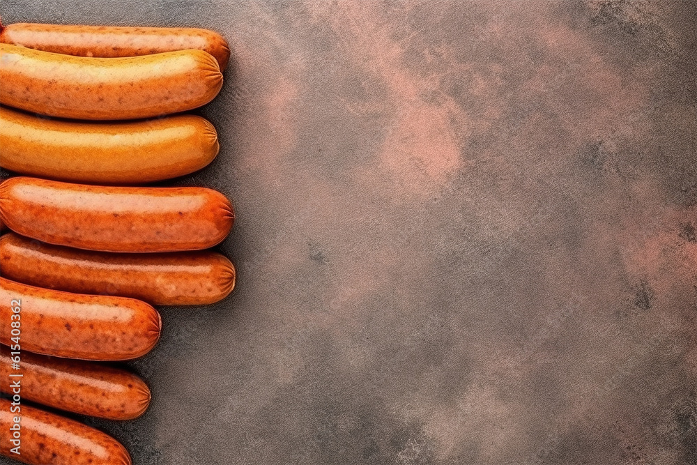 Sausages on concrete background