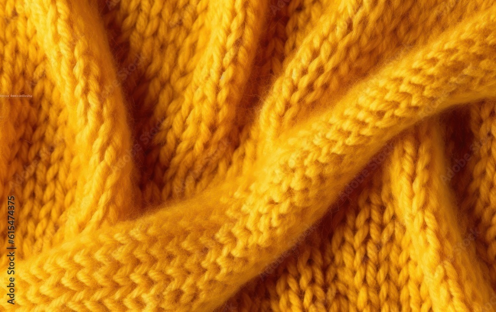 Soft knitted yellow sweater texture closeup. Light orange abstract background