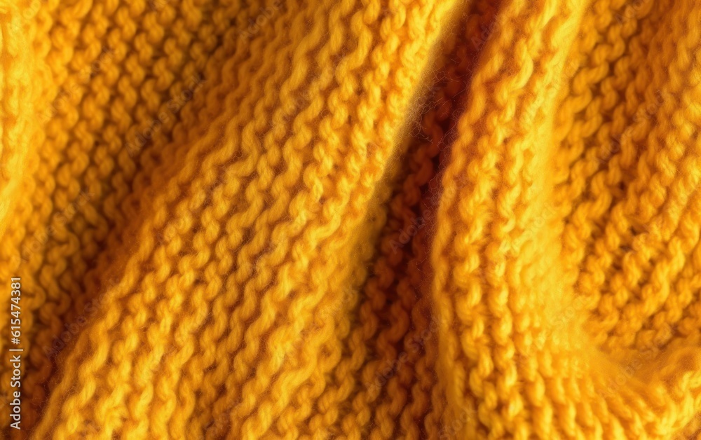 Soft knitted yellow sweater texture closeup. Light orange abstract background