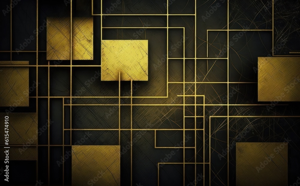 modern canvas wallpaper scratching background. golden squares and lines