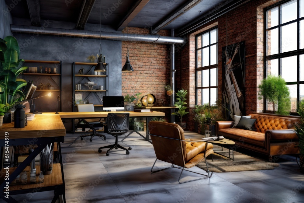 Modern office interior in loft, industrial style