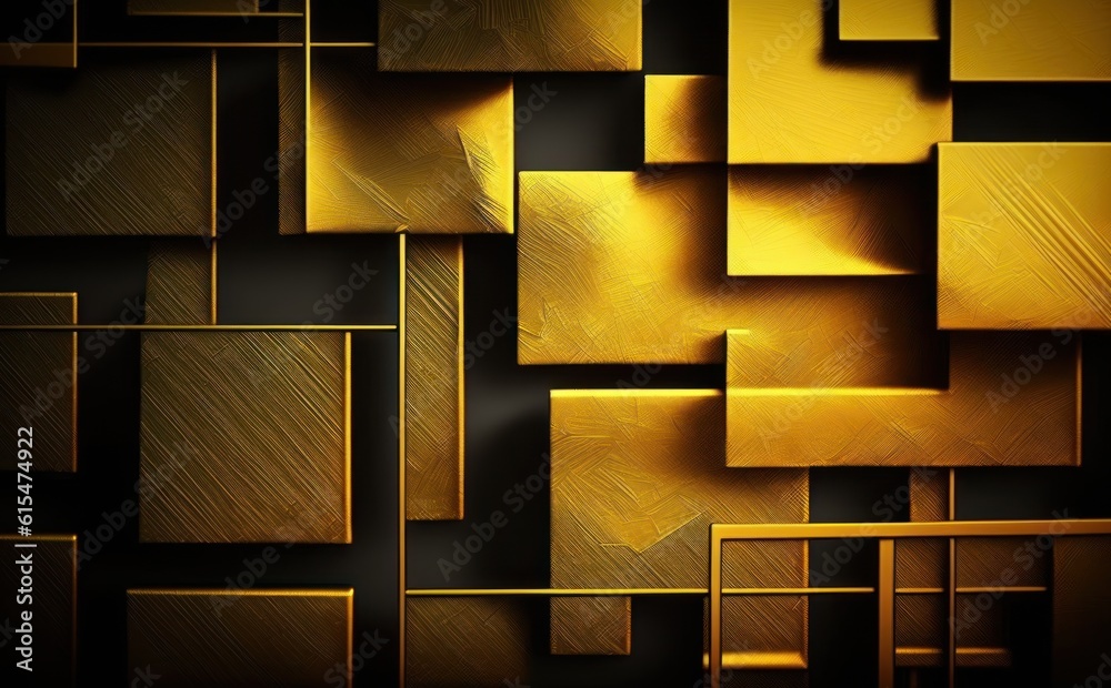 modern canvas wallpaper scratching background. golden squares and lines